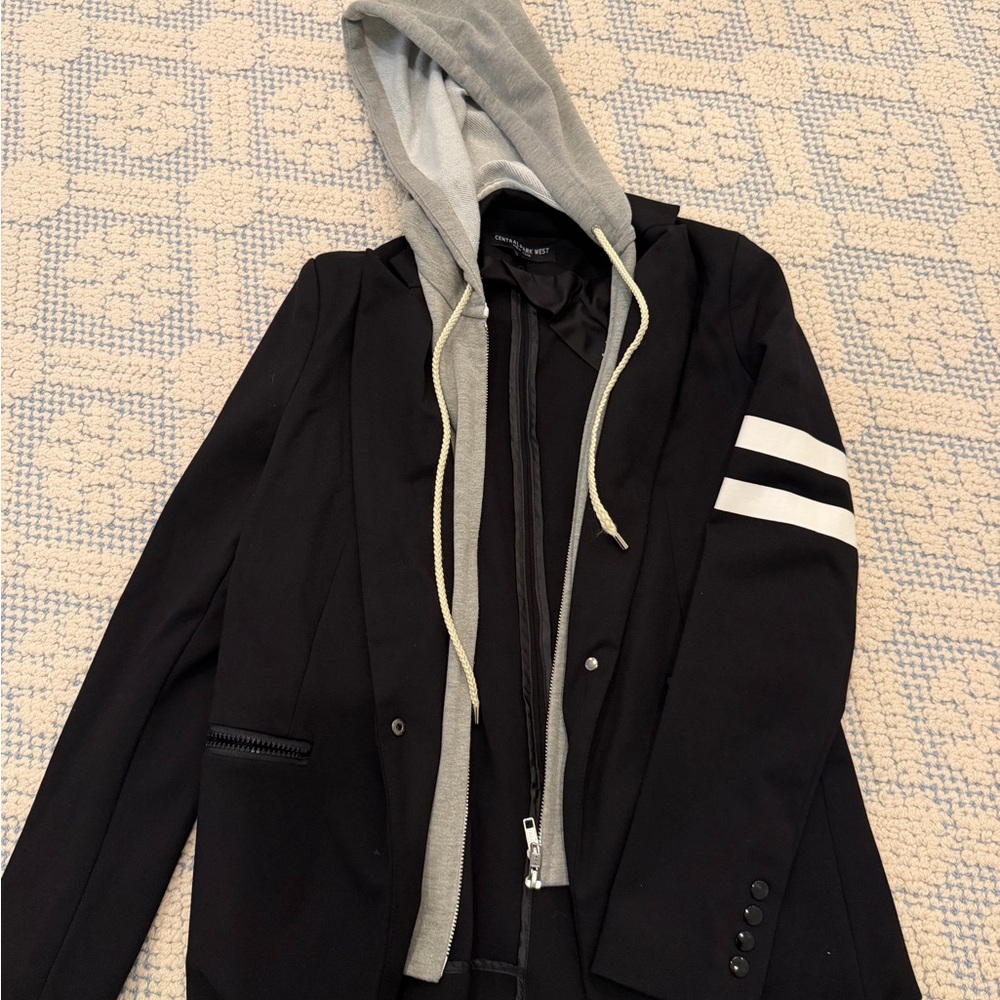 Central Park West Black Blazer with White Stripes Ryder dickie